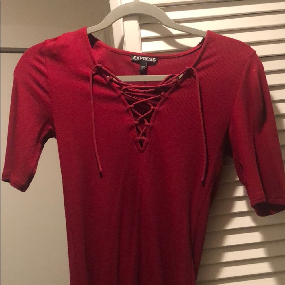 Express Front Cross Cross Tie Up Shirt